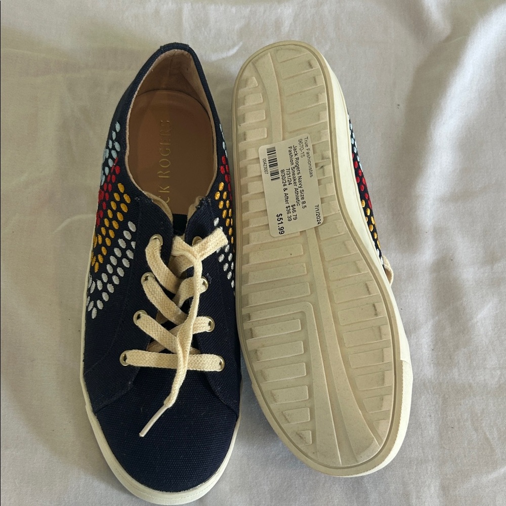 Jack Rogers Navy Sneakers with Multicolor Dots